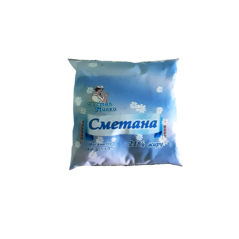 Сметана ГУСТАВ МИЛКО 21%, 400г, плівка поліетиленова